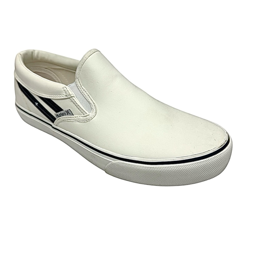 Hurley Youth White Leather Slip On Sneakers New Size 6 Medium Pre-Owned